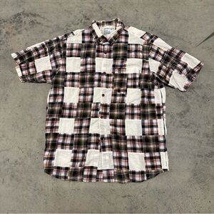 Stussy Patchwork Men's Button Up Short Sleeve Shirt Large